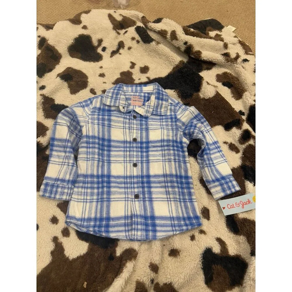 NEW 3T Toddler Boys Long Sleeve Flannel Shirt - Cat & Jack - Picture 2 of 2